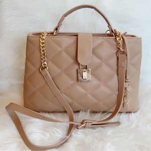 Bebe bag top handle crossbody Lyla beige tan quilted caviar